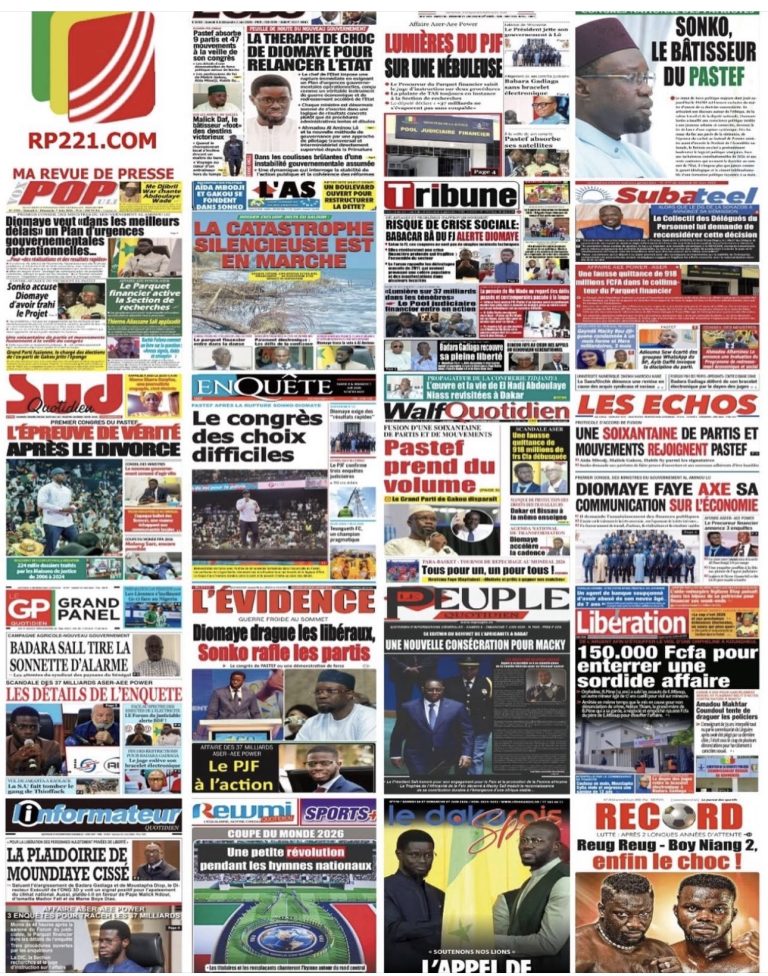 REVUE DE PRESSE | Diomaye imprime le rythme, Pastef se renforce, l’ASER à la Une des quotidiens parus ce samedi.