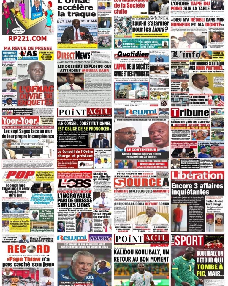 Revue de Presse : Climat politique sous tension, OFNAC en action et les Lions à l’heure du Mondial au menu des quotidiens